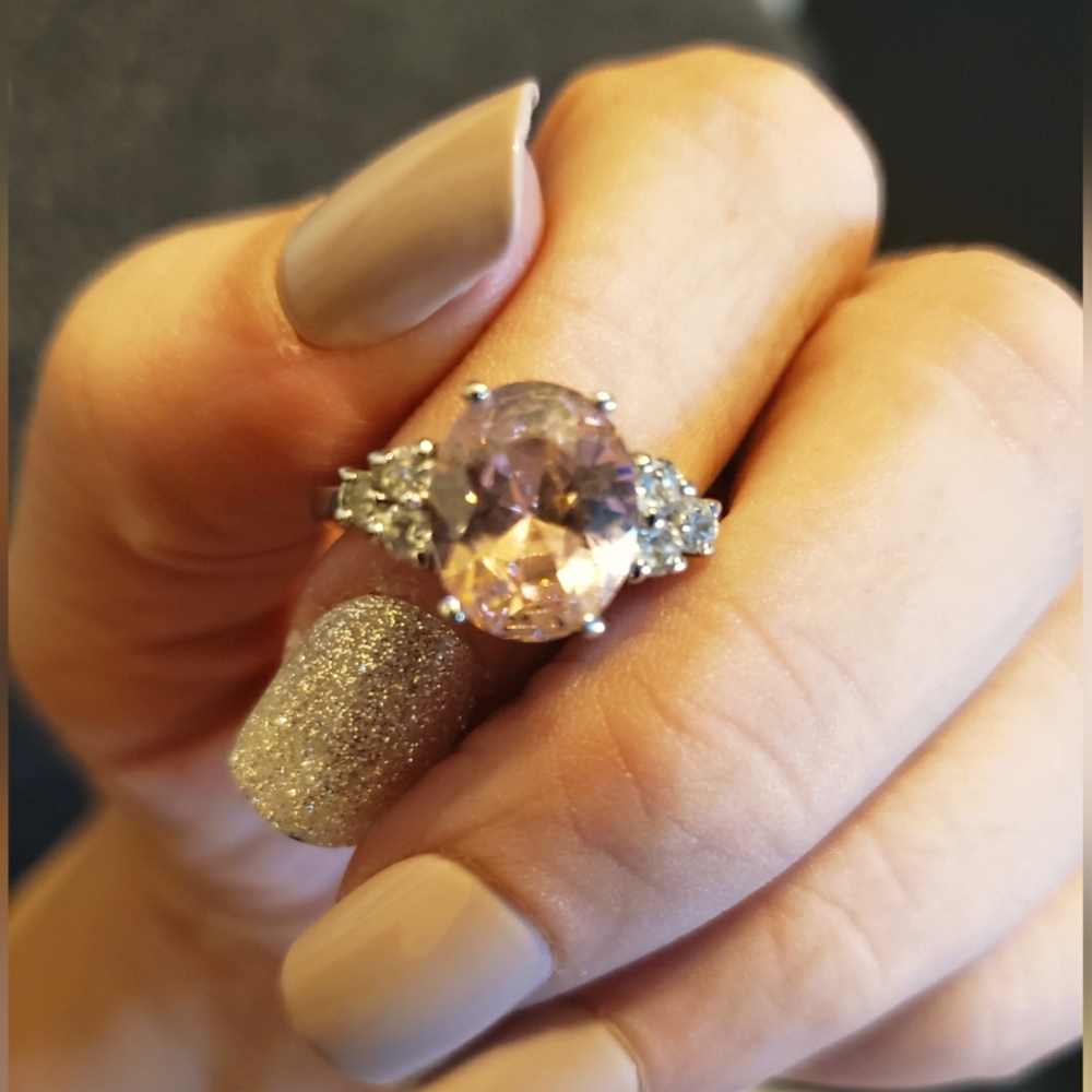 (SOLD) Pink Ice CZ Diamond Ring (925)